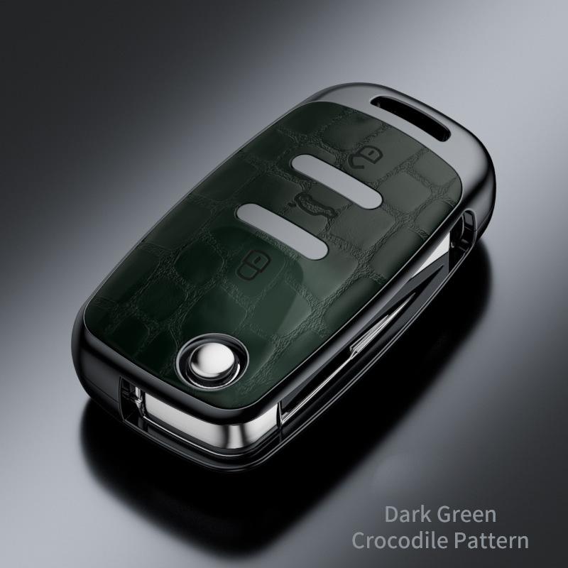

Fashion Croc-Pattern Car Key Case Cover Suitable for Volkswagen Sagitar, Tiguan L, Lavida, Santana, Bora, Tayron, Passat. Car темно-зеленого