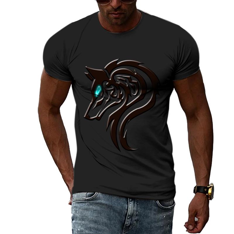 Casual Men's Animal Print T-shirt Hip-hop Elements Street Trend Round Neck Dress Personality Fashion New Summer Short Sleeve Top