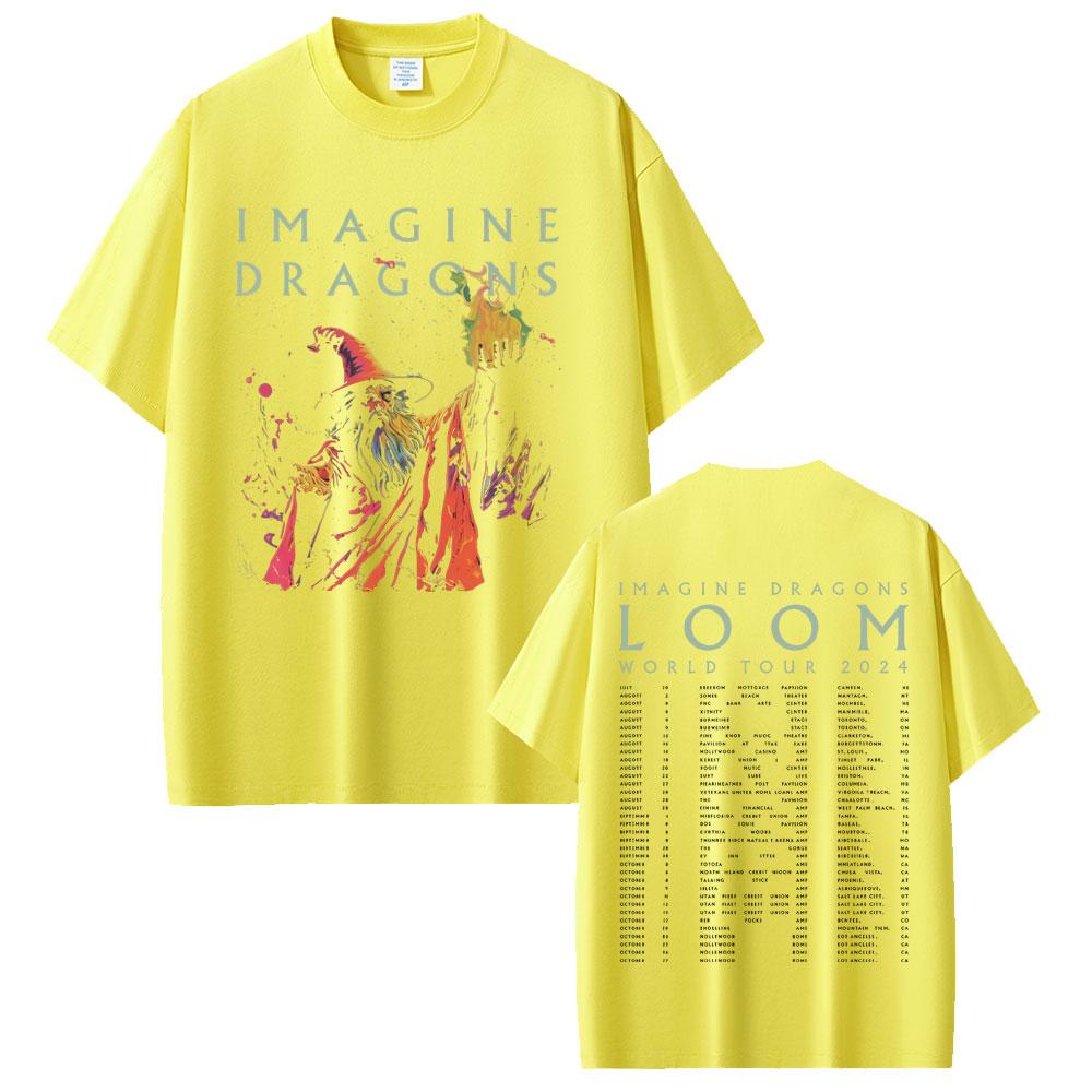Rock Band Imagine Dragons Loom World Tour 2025 T Shirt Men Women Hip Hop Oversized Tshirts Male Casual Cotton Vintage Tshirt