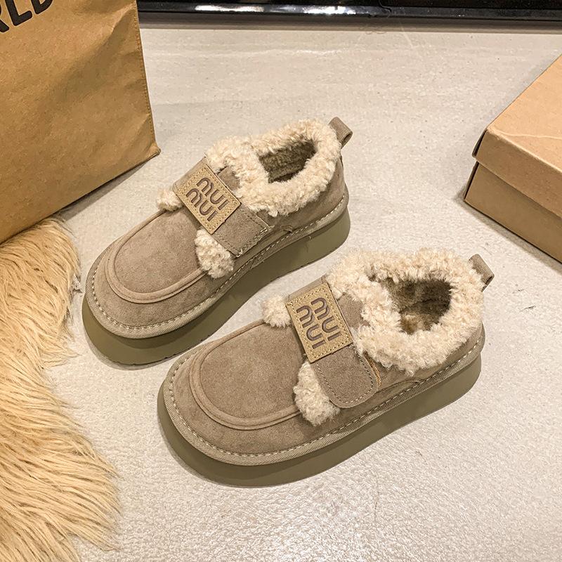 Women's fashion lightweight winter warm snow boots plush lining non-slip wear casual outdoor sports cotton boots velcro fur shoes