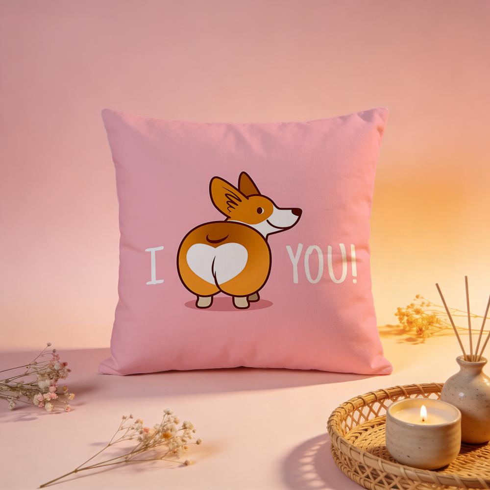 Adorable Corgi Dog Design Cushion Cover Comfortable Durable Pillow Cover MultiScene for Home Office Car Sofa
