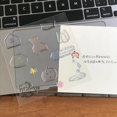 Cute Cartoon Apple Kitten 3D Jelly Stickers Transparent Resin Gel Self-Adhesive Decoration For Diy Phone Cases Tablet Computers