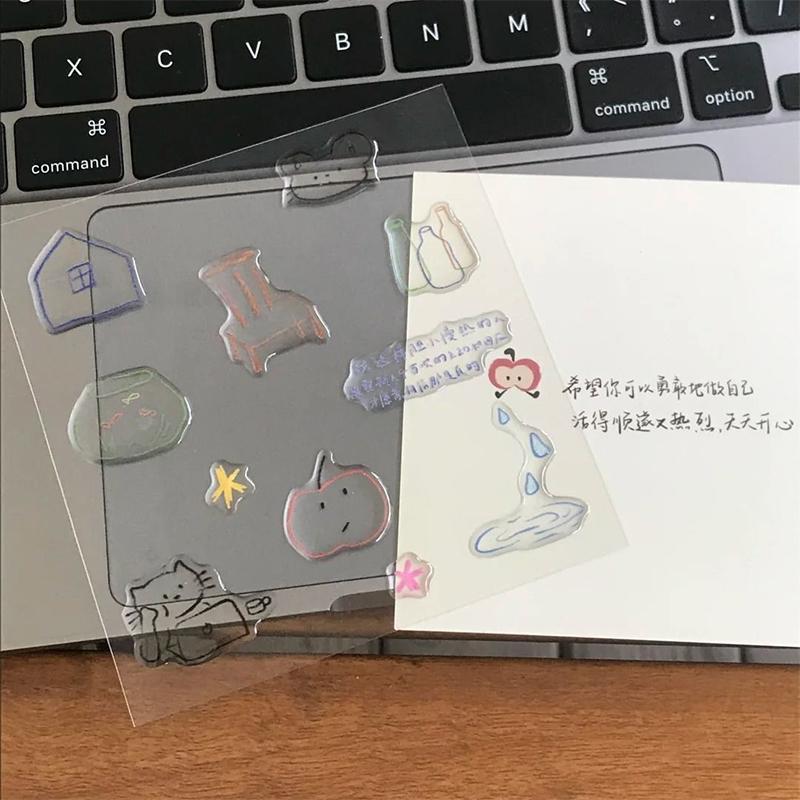 

Милые мультяшные яблочные котята 3D желейные наклейки прозрачный полимерный гель самоклеящееся украшение для DIY чехлов для телефонов, планшетных компьютеров