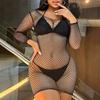 Women Fishnet Mini Sexy Dress Mesh See Through Hollow Skirt Hot Transparent Girl Dress Erotic Costume Crotchless Lingerie