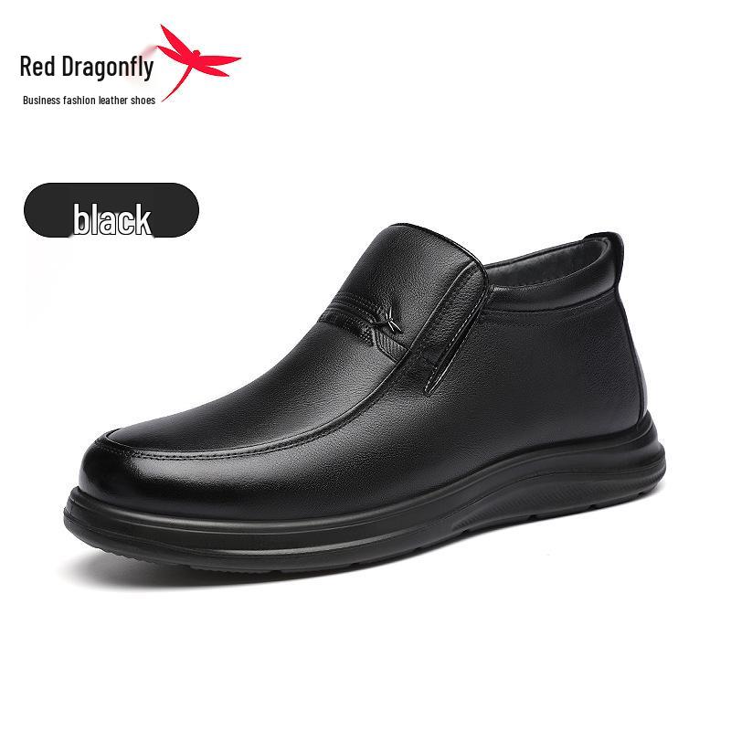 Red Dragonfly Men s High-Top Casual Leather Winter Shoes with Velvet Lining 43