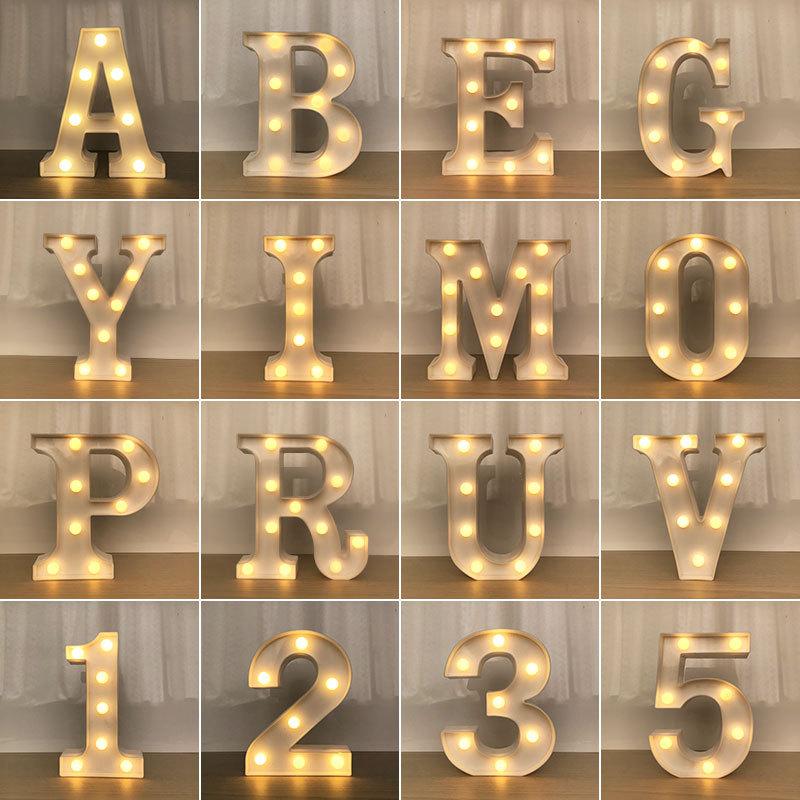 

16 см DIY Светящиеся огни Светодиодная буква Ночник Креативные буквы Алфавит Номер Батарея Лампа Романтическое украшение вечеринки