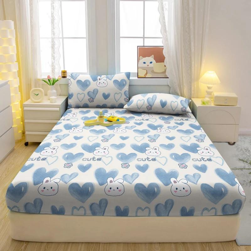 1 Kreskówkowy Zabawny Zwierzęcy Nadruk Matowe Prześcieradło Z Gumką, Drukowana Narzuta na Łóżko do Sypialni, Pościel (Z wyłączeniem poszewek na poduszki)