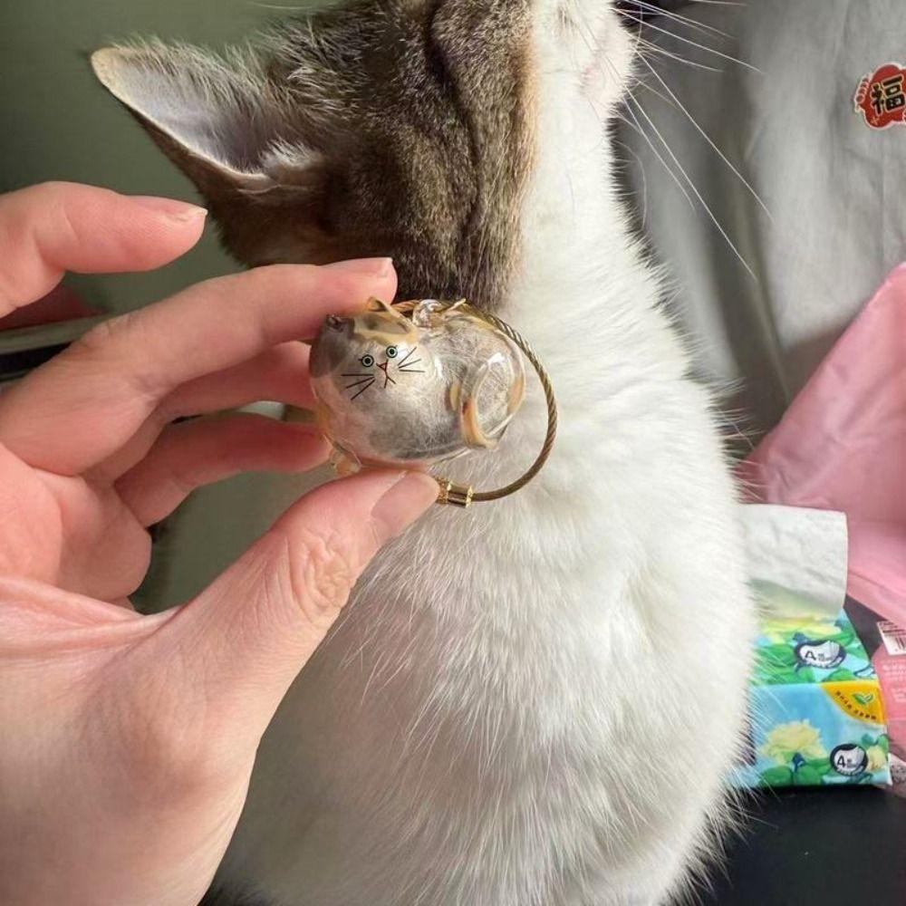 Small Ornaments Cat Fur Storage Pendant Transparent Container Cute Cat Shaped Stylish Keychain Handmade Design DIY Accessories