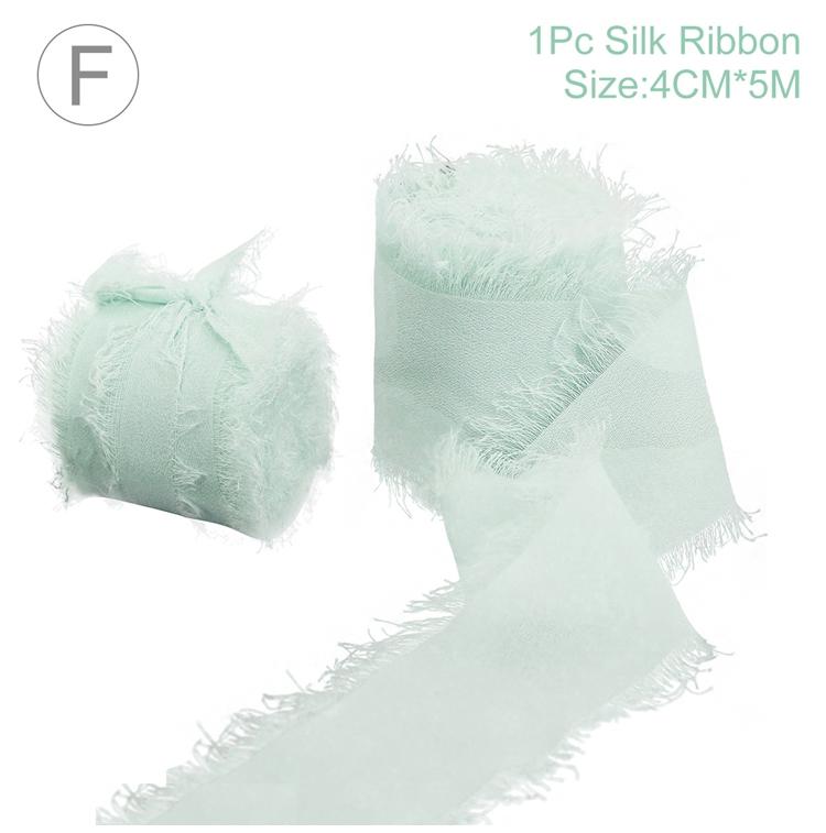 4CM*5M Handmade Frayed Edged Satin Chiffon Silk Ribbon For Wedding Invitation Wrapping Bouquets Birthday Party Decorations Gifts