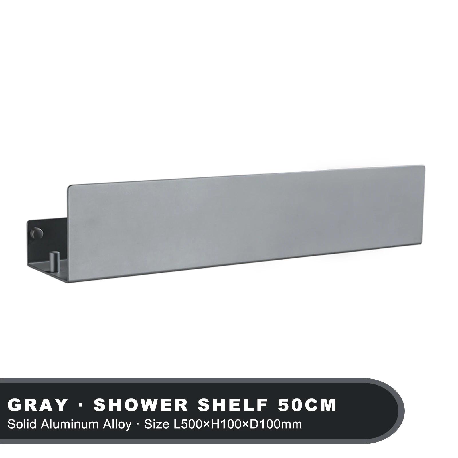 

White Shower Shelf With Hook Aluminium Bathroom Items Toilet Wc Corner Bath Caddy Shampoo Storage Rack Kitchen Wall Organizer