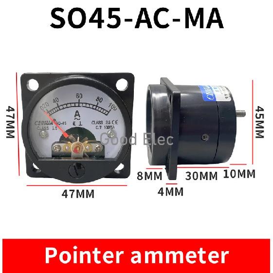 

SO-45 AC mA Ammeter Pointer Analog Circular Marine Plastic Instrument Measuring Current Tools Factory Wholesale Genuine 500MA