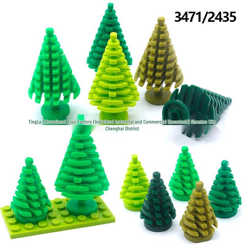 Pine Tree Building Blocks 2435 3471: Compatible with Lego Forest & Street Scenery Accessories.