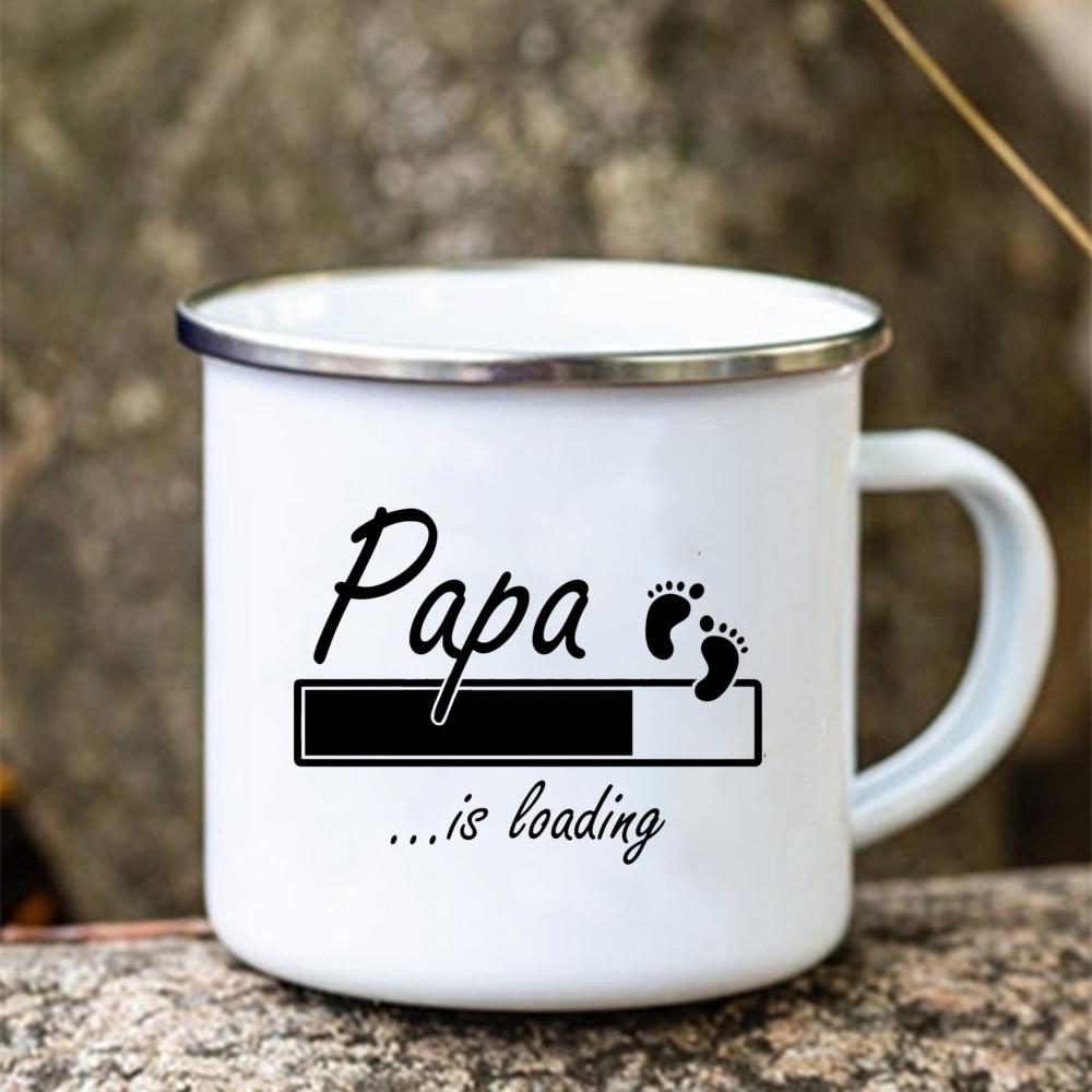 Evolution Papa Enamel Mug White Handled Cup Coffee Tea Enamel Mug Drink Water The Best Original and Fun Father s Day Gifts 360ml