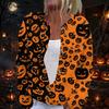 Women's Long Sleeve Knit Cardigan with Halloween Print Button Front Sweater for Fall Party Outfits