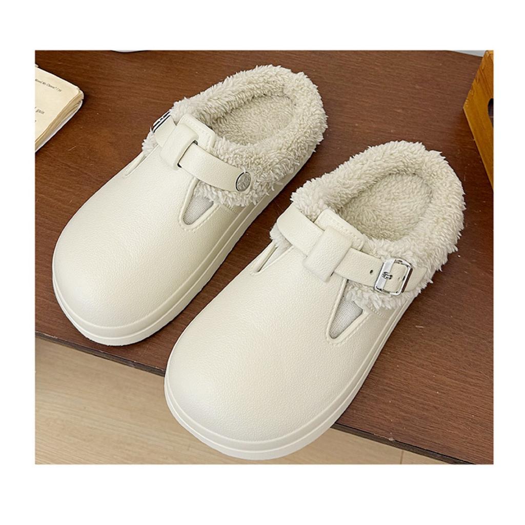 Women's Solid Color Clogs, Casual Plush Inner Lining Shoes, Lightweight and Comfortable Winter Shoes