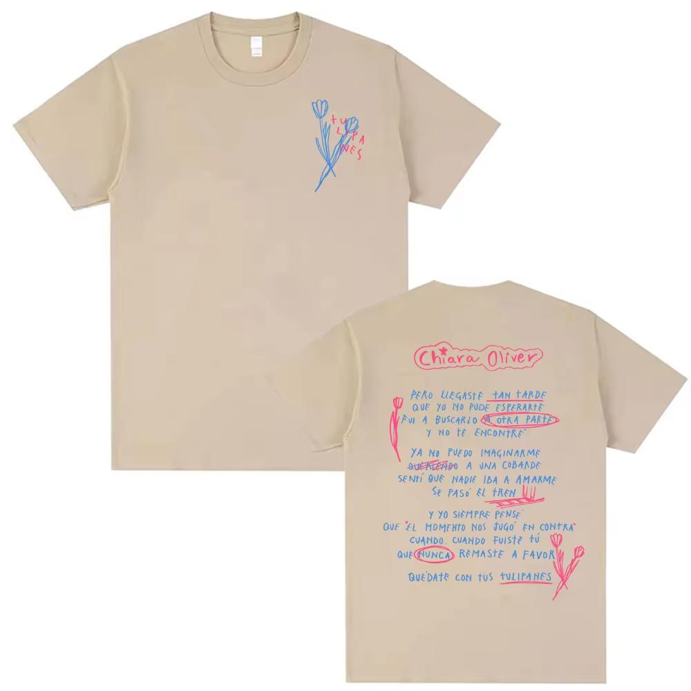 Singer CHIARA OLIVER Album Letters Print Tshirts Men Women Casual Cotton Short Sleeve Top Vintage Style High Street Tshirt
