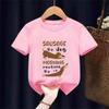 Dachshund Teckel Funny Cute Dog Animal TShirt Kid Girls Short Sleeve Summer Fashion Tshirt Casual Fashion Tee Shirt ONeck Tops