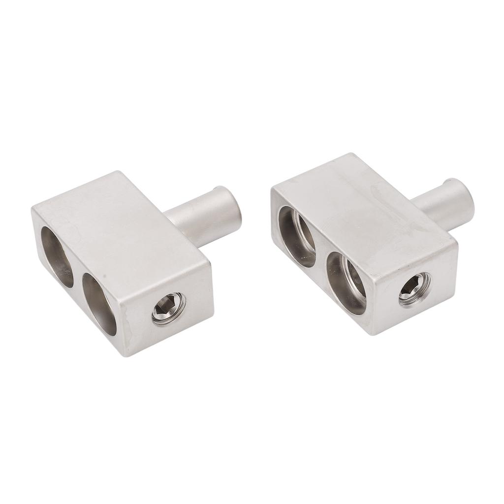 2pcs Dual 1/0 Gauge to 1/0 Gauge Amplifier Input Reducer Nickel Plated Aluminum Alloy High Power for Car Audio