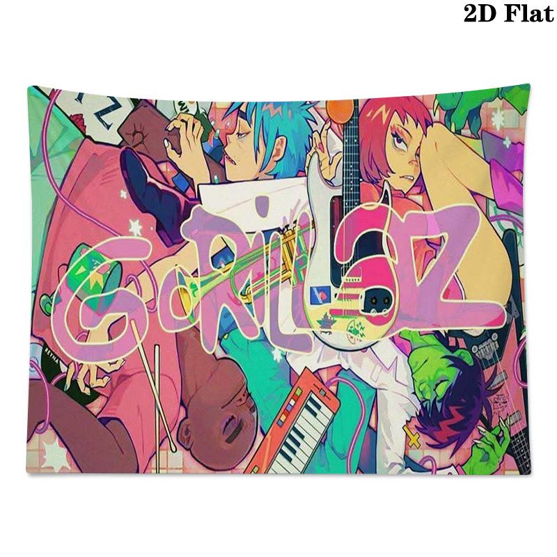 Gorillaz Wall Tapestry Aesthetic Wall Hanging Printed Fabric Blanket Decorative Tapestries for Bedroom Living Room Home Decor