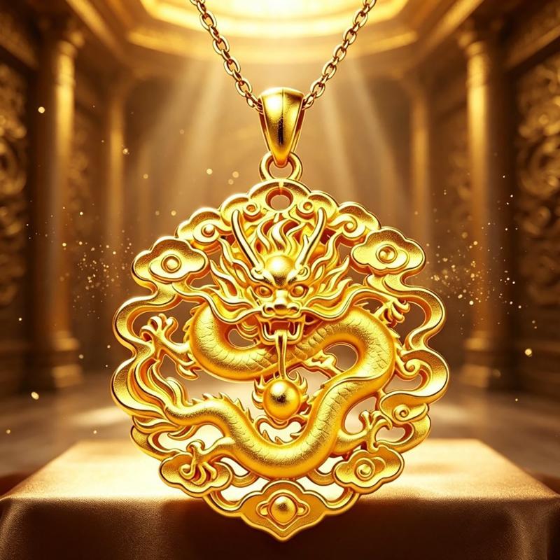 Traditional Chinese Style Gold Pendant 3D Embossed Matte Finish Auspicious Designs For Daily Wear Gifting Jewelry Collection