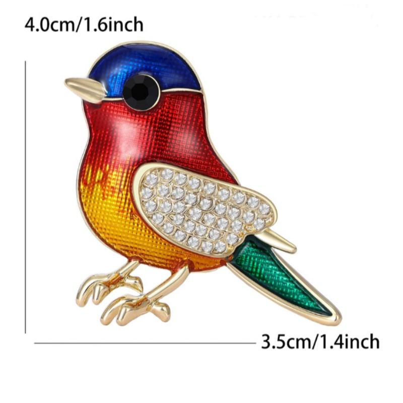 Stylish Enamel Bird Brooch 1pc Rhinestone Animal Sparrow Pin for Women Unisex Lapel Pin for Formal Events