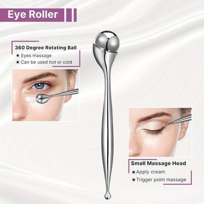 Edelstahl Augenmassagegerät & Gesichtsroller Gesichtsmassagegerät Werkzeug Gegen Schwellungen Tränensäcke Ideal für die Tägliche Gesichtspflege Körpermassagegerät