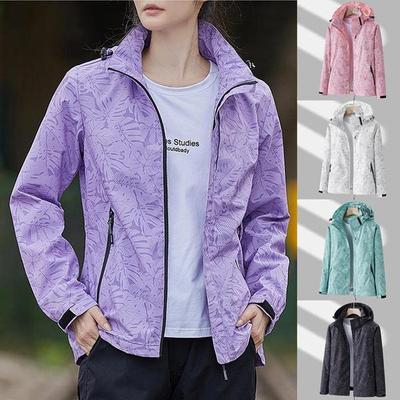 Jackets for Women Autumn Winter Plus Size Casual Waterproof Thin Lightweight Hooded Coat Zip Windbreaker