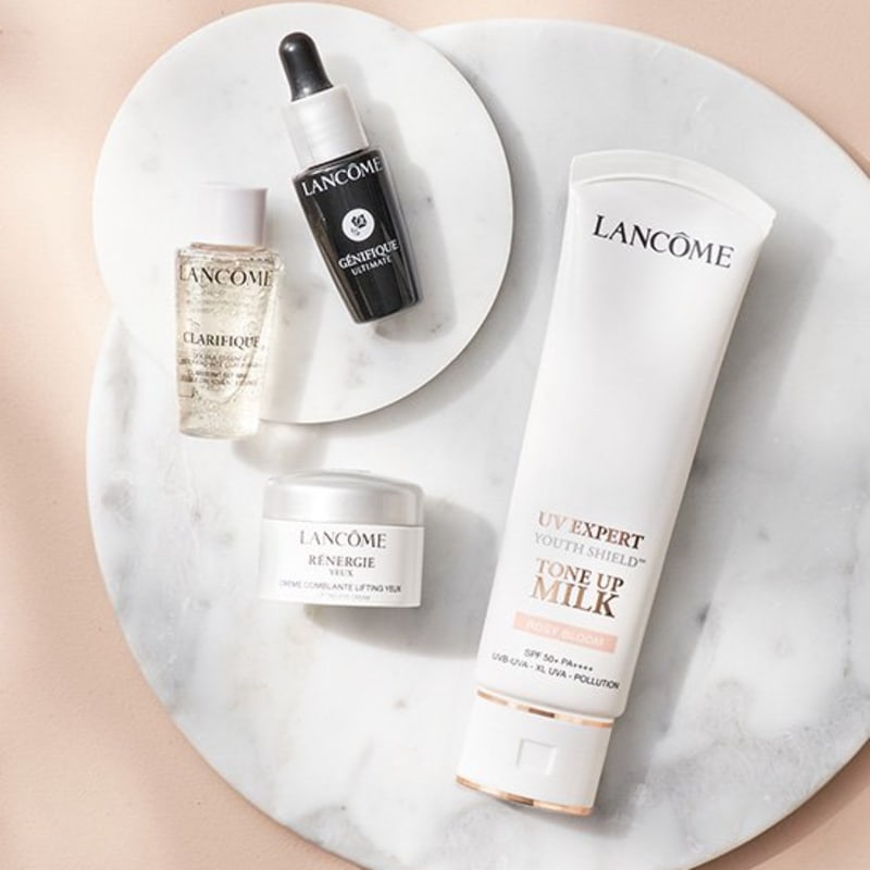 Lancome UV Expert Tone-up Sun Cream (Rosy Bloom/Pearly Bright) 50ml Deluxe Set of 2 (Choose 1)