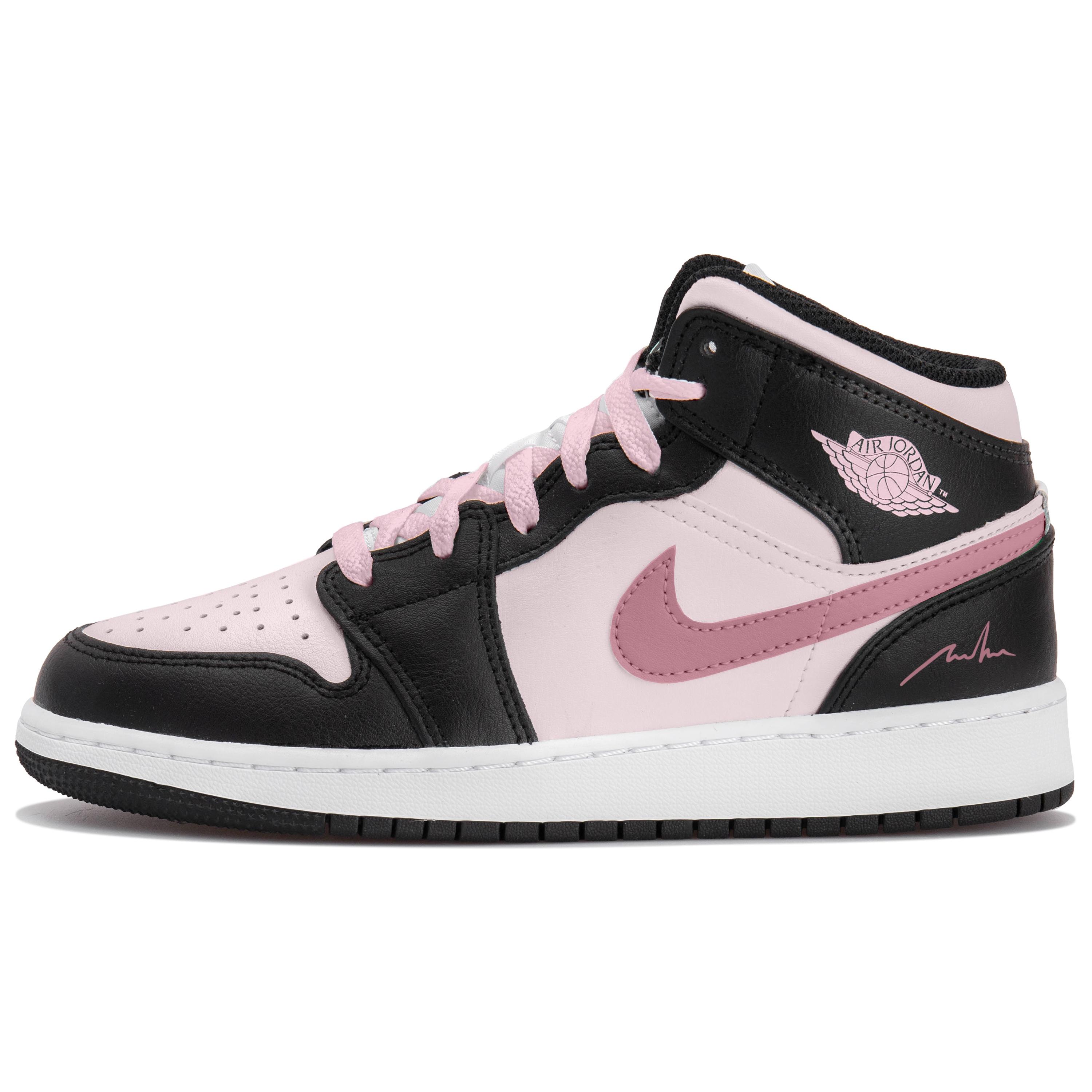 Jordan Air Jordan 1 High top Vintage Basketball Shoes Women s White Black Pink DQ8423-103(Team-S-BOX) 38.5