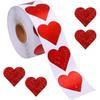 Flash Heart Stickers Labels, 1.5 Inch/3.8 Cm Adhesive Rolls 500pcs Red Round Heart Sticker Circle Envelopes Label Mothers Day Gift For Decorations Par