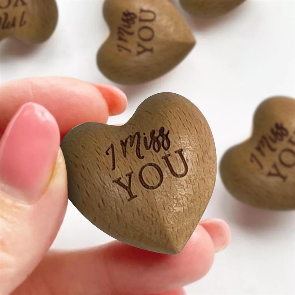 Little Pocket Hugss Wooden Heart Tokens Miss You Note Isolation Gift For Someone You Love Decoration