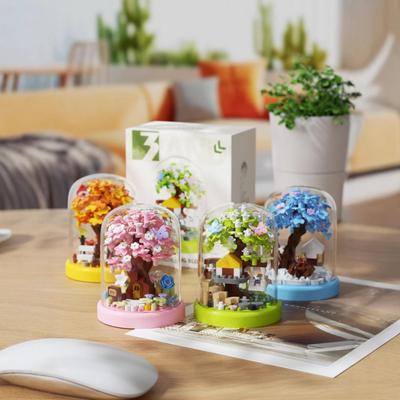 Compatible Cherry Blossom Tree House Building Block Immortal Flower Ornament Children'S Assembly Puzzle Year Gift For Girls