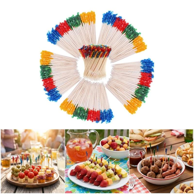 Pack of 400 Assorted Color Disposable Wooden Toothpicks Perfect for Cocktails Appetizers and Party Decorations