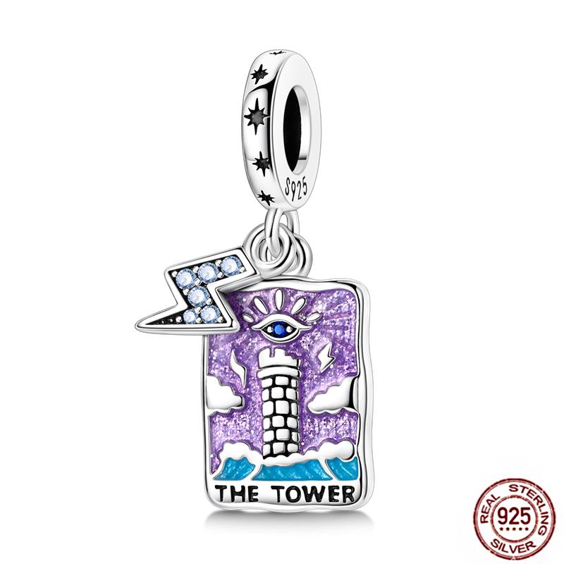 92 Style Charms Platacopper Pink Perfume Luminous Firefly Tarot Card Beads Fit Original Bracelet Women Diy Jewelry