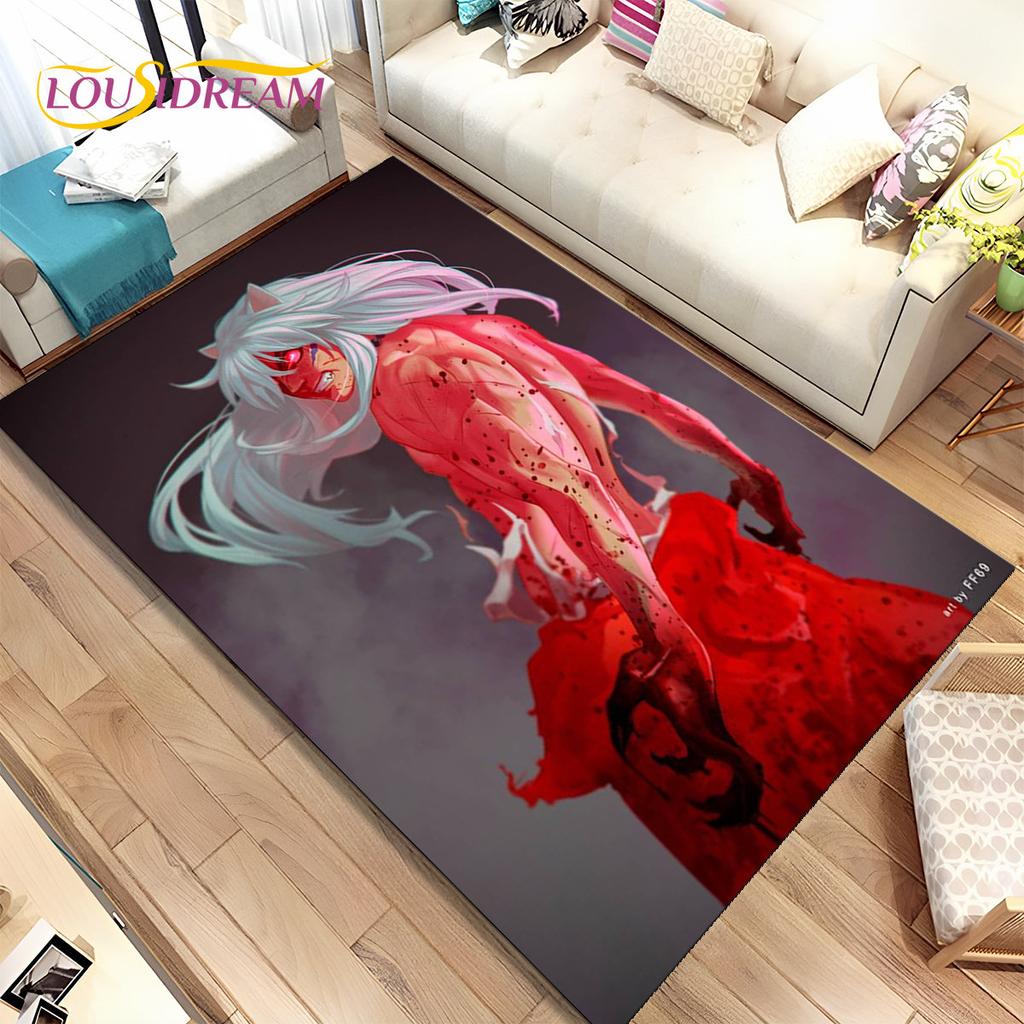 Anime Inuyasha Cartoon Area Rug Large,Carpet Rug for Living Room Bedroom Sofa Doormat Decoration,kids play Non-slip Floor Mat 3D