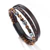 Men's Retro Punk Magnetic Buckle Leather Bracelet - Handmade, Woven with Metal Style