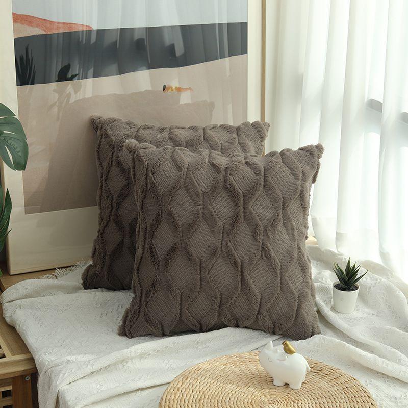 Soft And Fuzzy Geometric Diamond Pillowcase For Home Decor