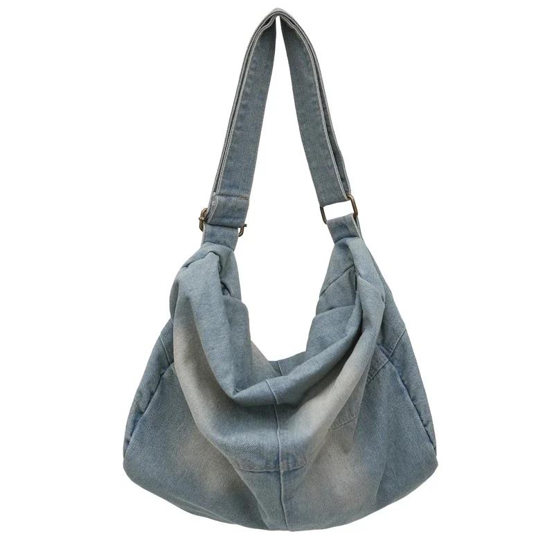 

Вместительная дорожная сумка в стиле ретро-джинс, легкая и универсальная сумка через плечо