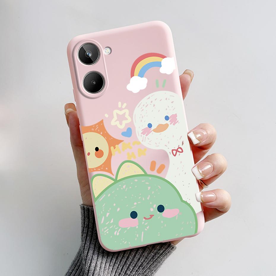 For Realme 10 4G 6.4" Soft Silicone TPU Shockproof Phone Case For Realme 10 RMX3630 Cartoon Pattern Bumper Protective Back Cover