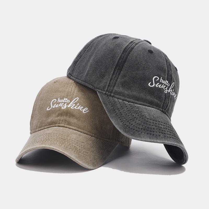 Spring new British retro letter embroidered baseball cap trendy men and women casual washed old soft top cap