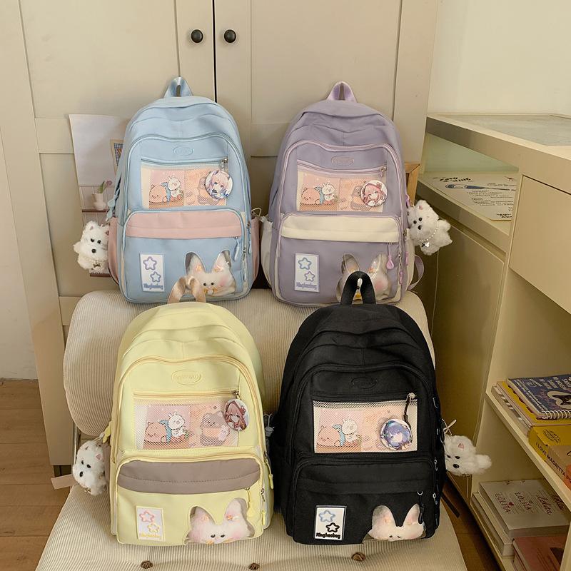 High School Students, Japanese Cute Transparent Pain Bag, Large-capacity Student School Bag, Simple and Versatile Girl Backpack.