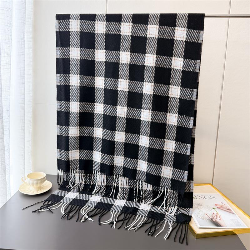 Scarf scarf unisex autumn and winter plaid fringed commuting imitation cashmere warm shawl Korean version fashionable and simple