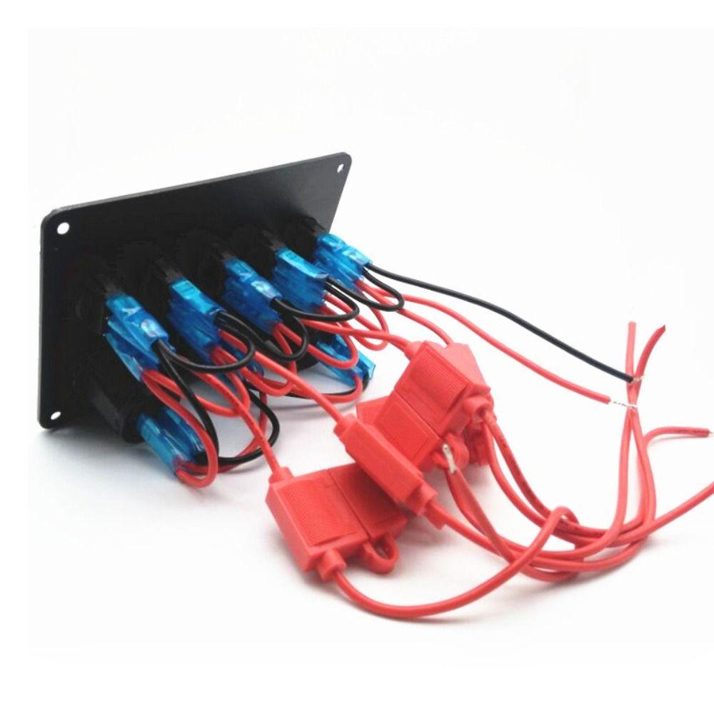 Dual USB Socket 5 Gang Switch Panel 12V/24V ON-OFF Toggle For Car Inline Fuse Box  RV
