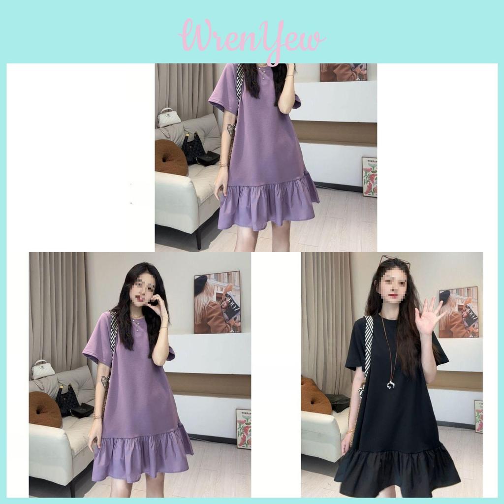 Summer Dress For Women With Knit Fabric And Ruffled Hem For Casual And Travel Use