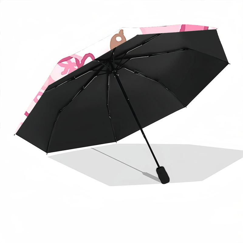 1pc Pink Bowknot Outdoor Umbrella - Automatic Open/Closed, Portable Tri-Fold Design, 8-Rib Iron Frame, Festival Gift for Fans, Travelers, Daily Use.A0