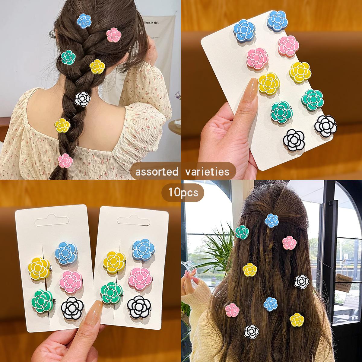 

10 color random flower hair clips, sweet wind clips, hair accessories Size fits all