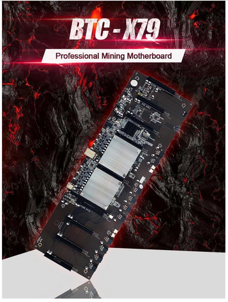 Btc X79 Mining Motherboard With Dual Processors, Ddr3, 8 Pci-E X16 Slots, E5-2620 Processor, Recc Ddr38 Gb Memory, Msata Ssd 120 Gb For 3060 Video Car