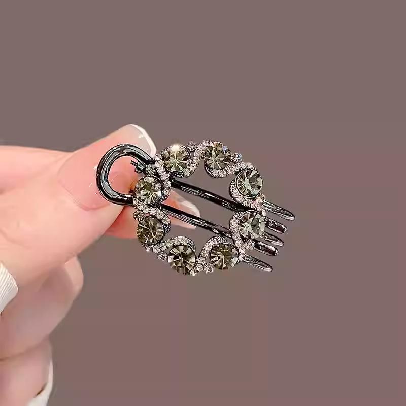 Crystal Flower Hair Claw Clip - Korean Style 2025