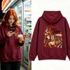 Flannels Leaves Lattes Hoodie Autumn Coffee Graphic Sweatshirt Fall Pumpkin Sunflower Candle Book Unisex Pullover Top