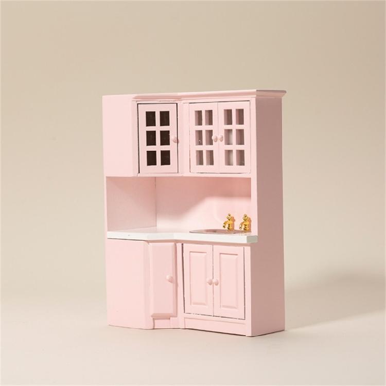 Realistic Miniature Kitchen Cabinet 1/12 Dollhouses Wood Furniture for Craft Model Project Decoration Room Scene Display